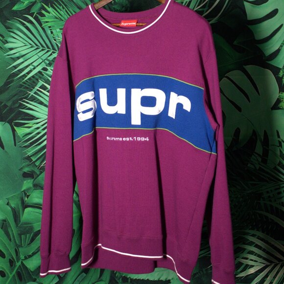 SUPREME STITCHED LOGO EST 1994 MENS CREWNECK SWEATER XL HYPEBEAST STREET… - Picture 1 of 5